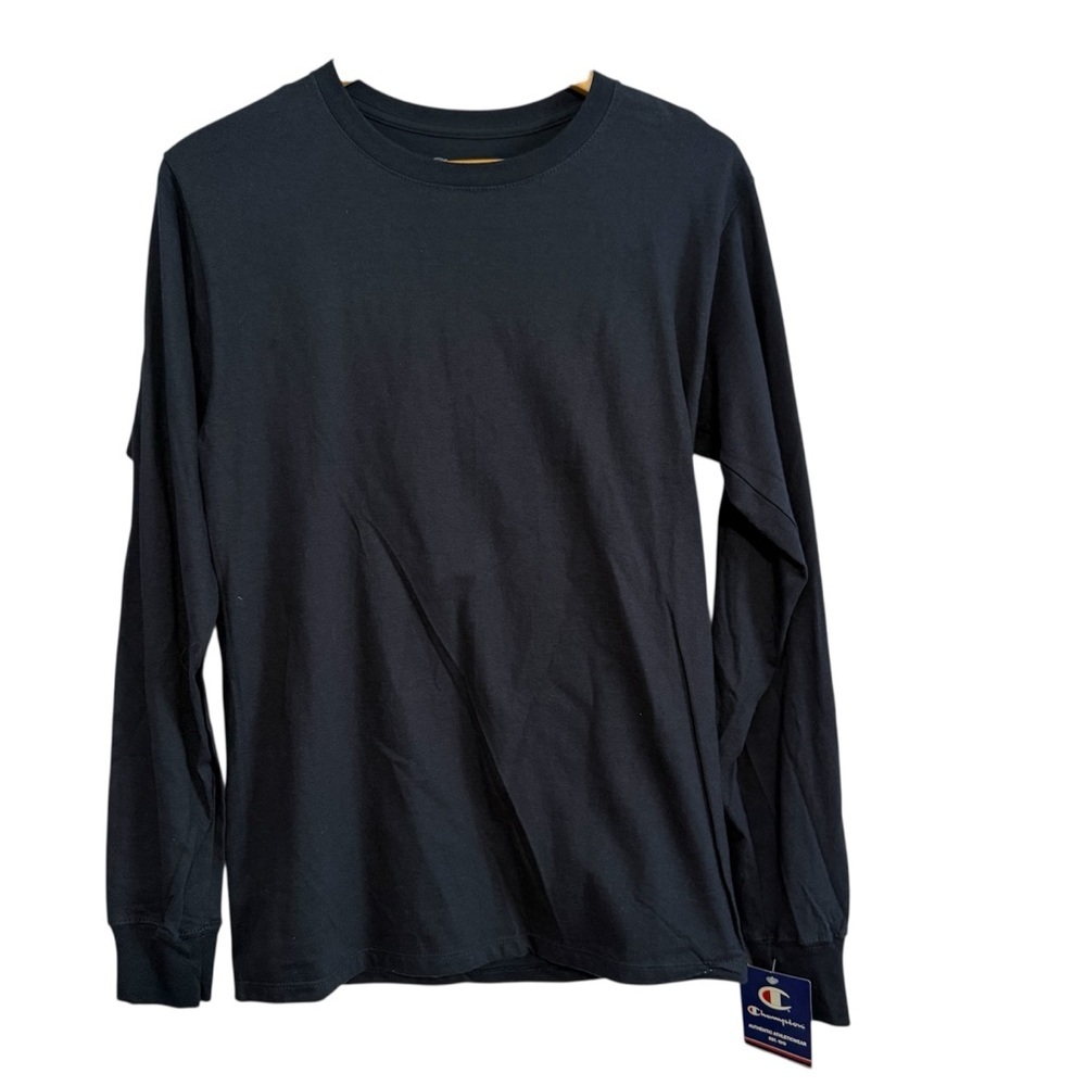 Champion Men’s 100% Cotton Navy Long Sleeve Athletic Activewear T-Shirt